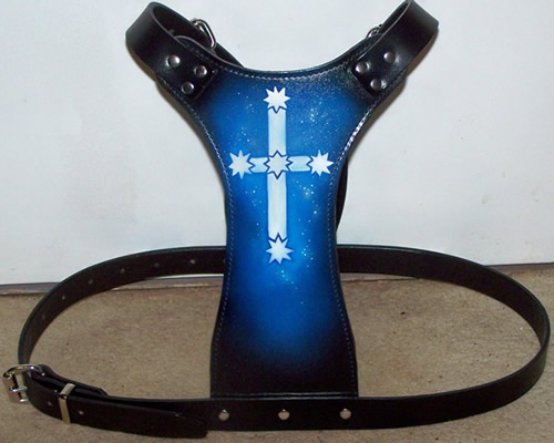 GENUINE BUFFALO HYDE LEATHER HARNESS WITH CUSTOM EUREKA DESIGN
